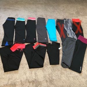 11 pairs of capris and leggings